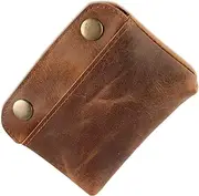[CestAntiQ] Leather Double Snap Pouch, Coin Purse, Cash & Card Holder, Cable Organizer, Makeup, Handmade