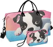 [ZRYSMY] Duffel Bag for Traveling, Dog Colorful Blue Travel Bag Gym Bag, with Multiple Interior Pockets Shoulder Weekender Bag for Women Men with Toiletry Bag 20.5L x 1.9W x 13.8H, Multi-Colored, one
