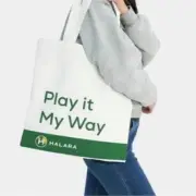 New HALARA Play it My Way Canvas Cream Tote Bag