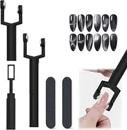 3PCS 4 IN 1 Cat Eye Nail Magnet Polish Kit, Y Shape Double Head Magnetic Pen, Cat Eye Gel Nail Polish, 4 NailsMagnet and 2 Nail Files