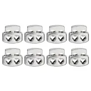 Spring Cord Lock End Toggle, 8Pcs Double Hole Spring Stopper (Silver White)