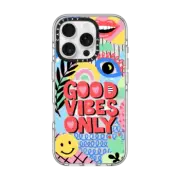 iPhone 16 Pro Clear Case MagSafe Compatible Positivity Mindset Quote - Good Vibes Only - Positive Energy