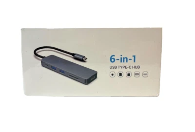 USB 6-in-1 TYPE-C Hub Multi-Port Adapter with 4K HDMI High Resolution for USB C