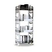 SOGA 38x24x90cm Black 4 Tier Bookshelf & Cosmetic Storage Organizer Trolley Rack