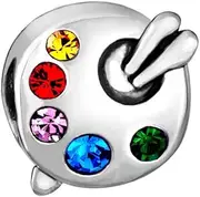 [SBI Jewelry] Painting Artist Art Love Charm Compatible with Pandora Charm Bracelet Red Yellow Green Blue Pink CZ Women Girls Birthday Anniversary, Copper, No Gemstone