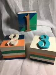 TRINKET BOXES 1-2-3 NEW COLORFUL COASTAL COLORS WITH LIDS Home Decor SALE!