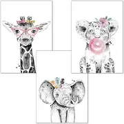 Children's Room Poster, 3 Pictures for Nursery and Baby Room Decoration, Children's Pictures with Animals for Girls and Boys, Wall Pictures with Premium Art Print DIN A4, without Frame, Set of 3 #21