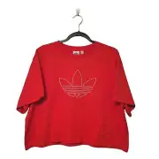Adidas Womens Top Red XL Oversized Logo Plus Size NEW