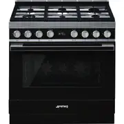 Smeg Portofino 90cm Dual Fuel Pyrolytic Freestanding Cooker - Black