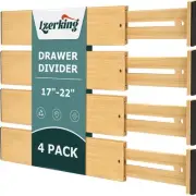 Drawer Divider 4 Pack, Kitchen Bamboo Drawer Organizers, 17-22" Adjustable Wo...