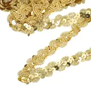 11 Yard Sequins Trim Ribbon 0.6 Inch Sequin Gimp Braid Trim, Gold
