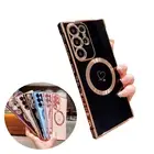 For Samsung Galaxy S23 Ultra S22 S21 S20 FE Love Heart Plating TPU Magafe Case