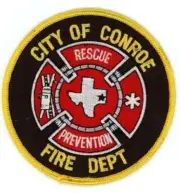 TEXAS TX CITY OF CONROE FIRE RESCUE DEPARTMENT SHOULDER PATCH POLICE SHERIFF