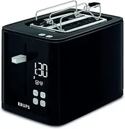 [KRUPS] KH641810 Smart'n Light Toaster | Two-Slice Toaster | Digital Display | 7 Browning Levels | Removable Crumb Tray | Countdown | Lifting Device | Black