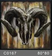 Abstract Modern Art Big Horn Sheep 3-D Painting Home Farm Decoration Figurine
