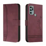 Closure Case with Flip Wallet Stand Function Cover for Moto G60S - Red