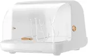 B Baosity Nursing Bottle Drying Rack Tableware Storage Box 13.78x9.45x7.87inch Cup Storage Holder with Lid for Dish Tea Cups Cabinet, White