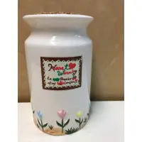 在飛比找蝦皮購物優惠-二手 16cm 白色陶瓷花朵儲物罐+軟木塞 陶瓷軟木塞蓋儲物