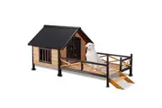 Royal Pet Dog Kennel Timber House Wooden Cabin Wood Log Box Home Window Patio