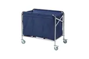 Dolphy Silver Foldable Linen Trolley - Heavy-Duty Stainless Steel Laundry Cart with Wheels, Compact Design for Hotels, Hospitals & Commercial Use