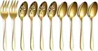 Gold 10-Piece Serving Flatware Silverware Set,Stainless Steel Serving Utensil...