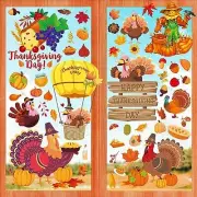 Window Clings, 8 Sheet Fall Window Clings for Glass Windows, Fall Thanksgiving