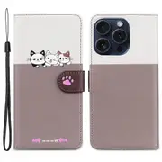 Cartoon Pet Series For iPhone 15 Pro Max Case Wallet Leather Phone Cover