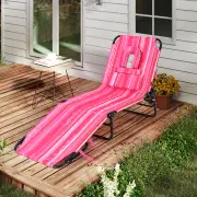 CostwayReclining Beach Chair with Detachable Pillows for Outdoor-Light Pink