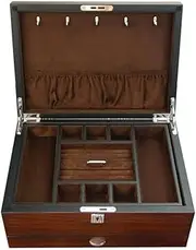 Multi-functional Storage Case Jewelry Box Wooden Multi-layer Storage Jewelry Box Watch Storage With Lock Simple Jewelry Solid Wood Veneer Travel Jewelry Case FANDIAO