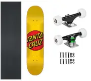 Santa Cruz Skateboard Classic Dot Yellow 7.75" x 31.61" with Powell Mini Logo P