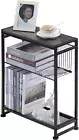 Grey Slim End Table - 2 in 1 Design with Magazine Holder - Perfect for Small Spa