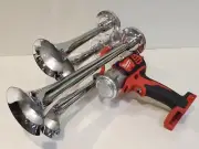 Milwaukee M18 Power Air Horn, Train Horn Compressor QUAD Premium Trumpets 14"