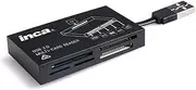 All in One Mini Card Reader USB; Reader Inca All-in-1 Mini USB 2.0 Card Reader CF, MS, M2, SD, mSD, and XD Cards, Black (560595)