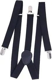 [Ipetboom] Men's and Women's Suspenders Black 2.5cm Suspenders 3 Side Clips Elastic for Tuxedo Casual Outfits