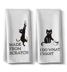 Cat Themed Funny Dish Towels, 16 x 24Inch, 2 Pack, Flour Sack, High Absorbent...