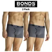 Mens Bonds Guyfront Trunk 2 Pack Cotton Stretch Seamfree Charcoal Fly Sport MZVJ