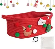 Holiday Woven Basket | Cute Toy Basket with Handles | Toy Organizer for Home Christmas Decorations, Storage Baskets