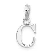 Sterling Silver Rhodium-Plated Polished Block Initial -C- Pendant