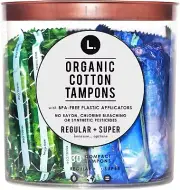 L. Organic Cotton Tampons Regular/Super Absorbency Duo Pack, 30 Ct