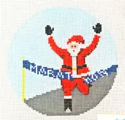 Hand-painted Needlepoint Canvas, Santa Runs Marathon, 18" mesh, NEW