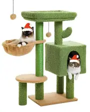 Cactus Cat Tree 35.4"- Medium Cat Tower w/Sisal Scratching Post, Cat Condo fo...