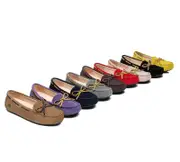 EVERAU® Women Leather Bow Casual Summer Moccasins - Navy Blue / AU Ladies 5 / AU Men 3 / EU 36