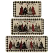 Artoid Mode Buffalo Plaid Xmas Tree Merry Christmas Kitchen Mats Set of 3, Wi...