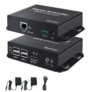 DisplayPort KVM Extender Over Cat6 [394ft/120M] | EDID Emulation Plug & Play ...