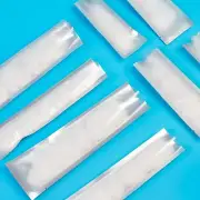 100 Clear and Silver Aluminum Flat Long Stick Pouch Bags with Tear Notch