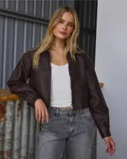[Ava And Ever] Ava And Ever Women's Jett Faux Leather Jacket in Matte Brown Size 6 6 Matte Brown