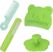 Pack of 4 Baby Brush, Gentle Milk Scab Comb, Baby Hair Brush, Effective Head Gneiss Removal, Scab Comb Baby, Helps Gently Clean Massage The Scalp for Newborns and Babies (Green)