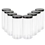 8 Pack 32Oz Clear Plastic Jars with Black Lids Large Empty Round Food Grade
