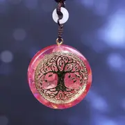 Orgone Pendant Tree of Life Energy Orgonite Necklace Pink Crystal Healing Resin