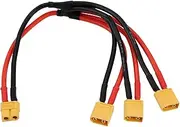 Micro Traders 1pc XT60 Female to Triple Male Connector Extension Cable 12 AWG XT60 Female to 3 XT60 Male Plug Adapter Extension Cable for Solar Panel Solar Generator Power Station Ship (30cm)